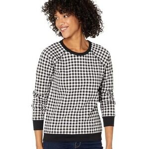 Draper James Natalie Gingham Cotton Crewneck Sweater Large Preppy Cozy Luxury‎